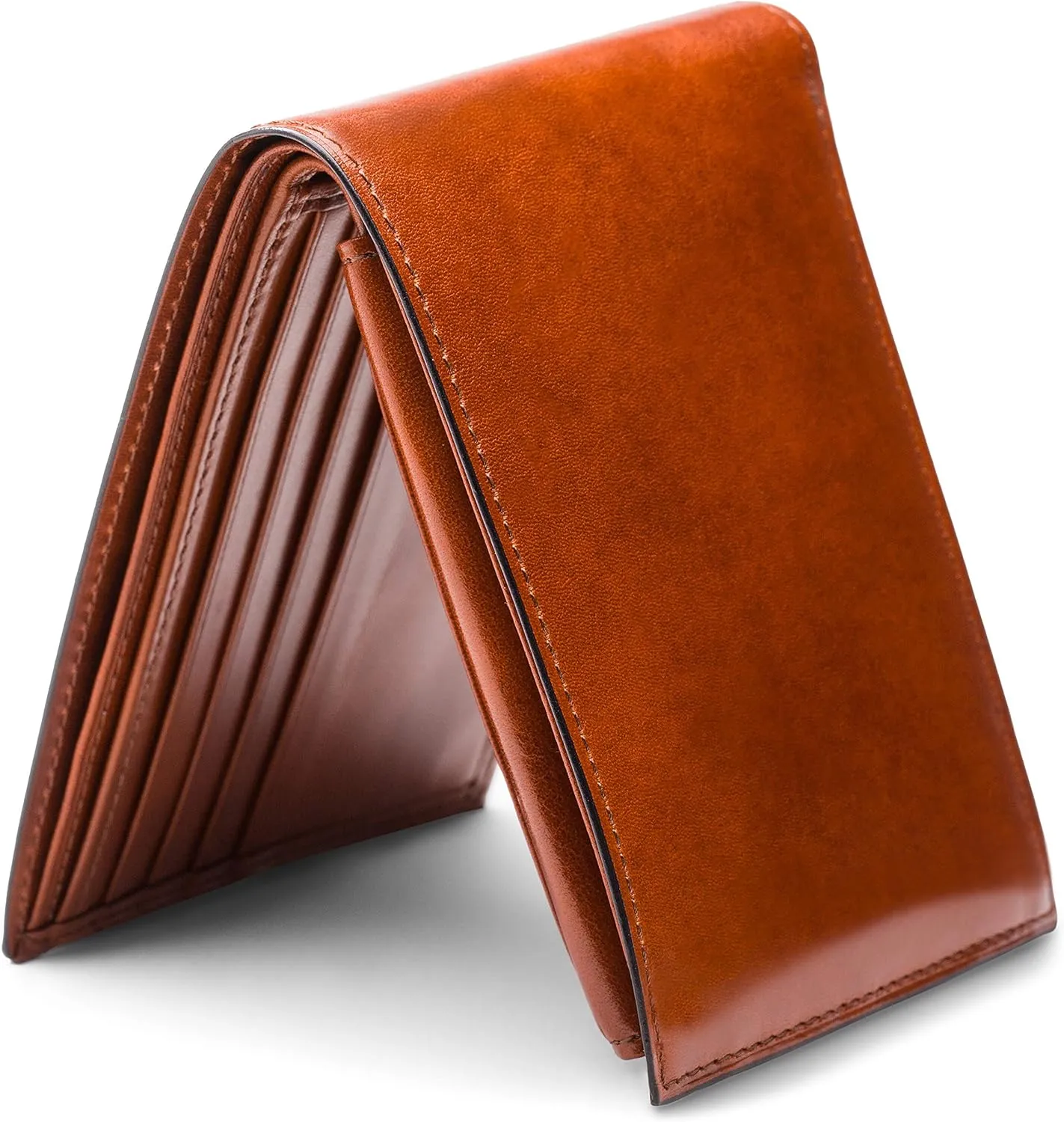 Bosca Men's Leather Wallet with Removable ID Passcase - Bifold Wallet for Men With 8 Card Slots, Premium Hand-Stained Leather With Gift Packaging, Amber Brown