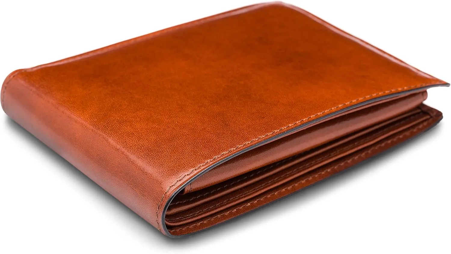 Bosca Men's Leather Wallet with Removable ID Passcase - Bifold Wallet for Men With 8 Card Slots, Premium Hand-Stained Leather With Gift Packaging, Amber Brown