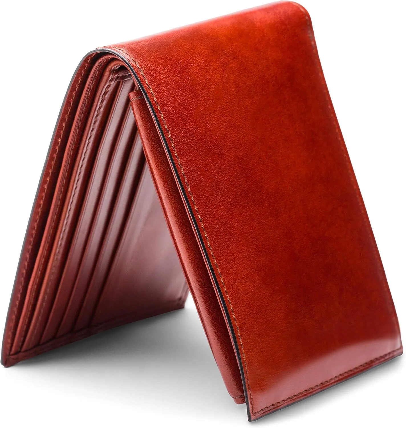 Bosca Men's Leather Wallet with Removable ID Passcase - Bifold Wallet for Men With 8 Card Slots, Premium Hand-Stained Leather With Gift Packaging, Cognac Brown