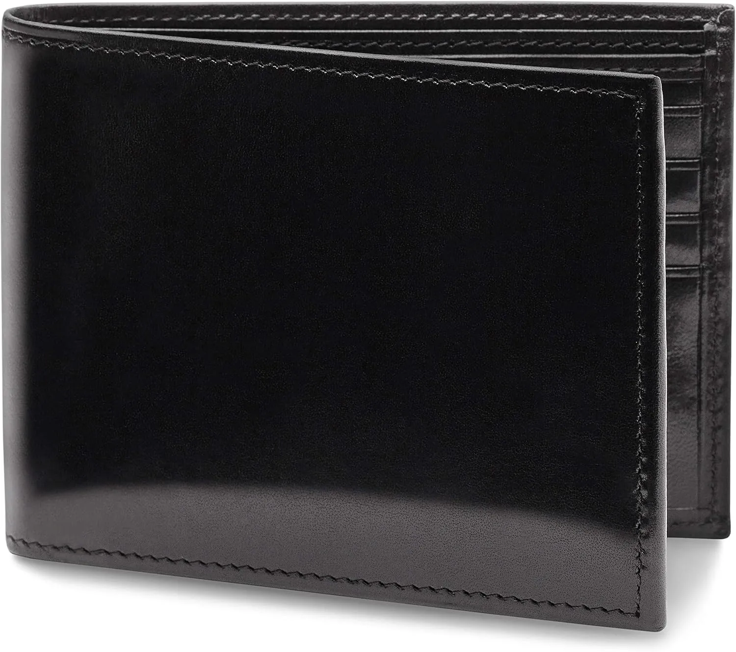Bosca Men's Old Leather Bifold Wallet with ID Window and Card Slots - Italian Leather, Durable and Stylish, Black