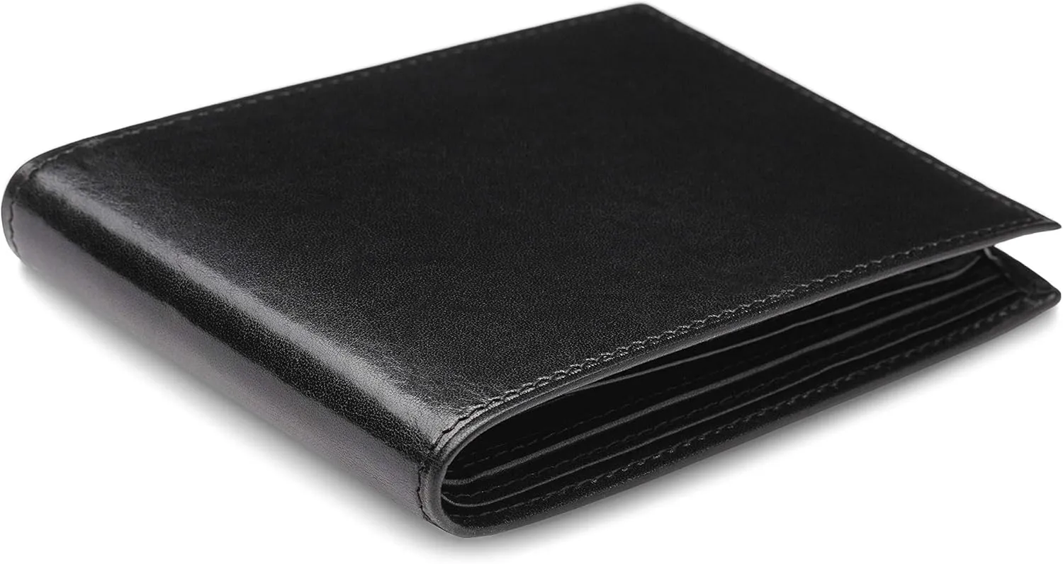 Bosca Men's Old Leather Bifold Wallet with ID Window and Card Slots - Italian Leather, Durable and Stylish, Black