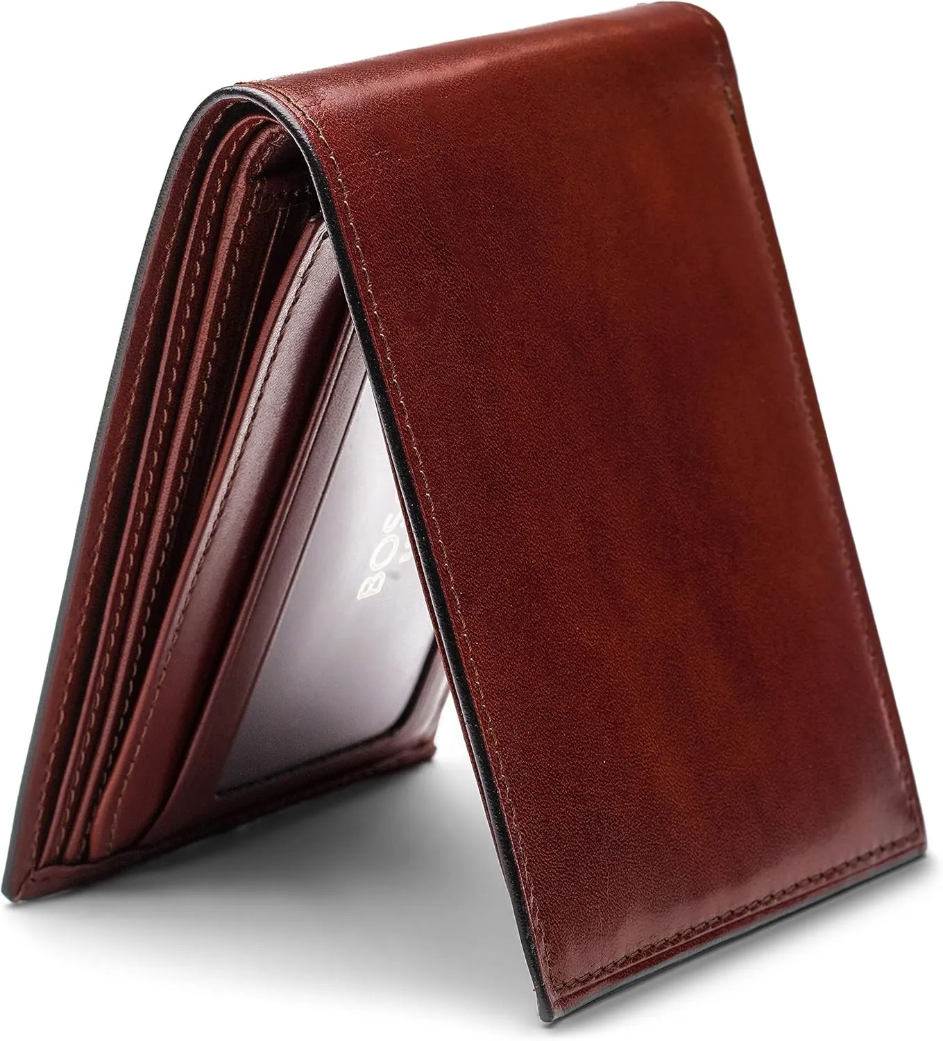 Bosca Men's Old Leather Bifold Wallet with ID Window and Card Slots - Italian Leather, Durable and Stylish, Dark Brown