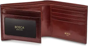 Bosca Men's Old Leather Bifold Wallet with ID Window and Card Slots - Italian Leather, Durable and Stylish, Dark Brown