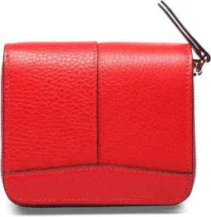Bosca Women's Italian Leather Wallet, Handmade Monfrini Italia Bifold Wallet for Women RFID Blocking, Pebble Grained Large Slim Change Purse, 8 Card Slots, Zip Coin Purse, 4 Inches Red