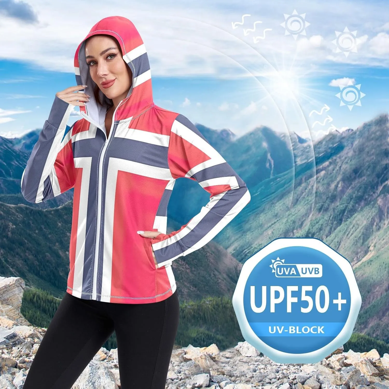 Bouvet Island Flag Sun Protection Shirt Women, UPF 50  Long Sleeve Rash Guard, S-XXL