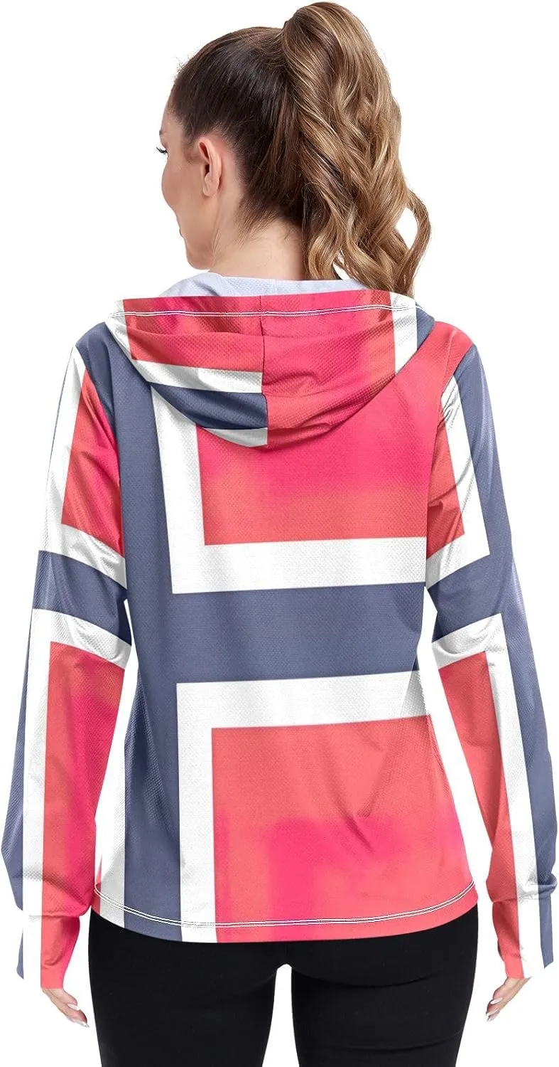 Bouvet Island Flag Sun Protection Shirt Women, UPF 50  Long Sleeve Rash Guard, S-XXL