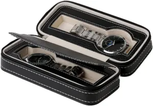 Box Watch Organizer Watch Storage Case Blacw Storage Bag Portable Scratch Prevention Dress It up Buttons Zipper Bag Watch Case Watch Holder Black