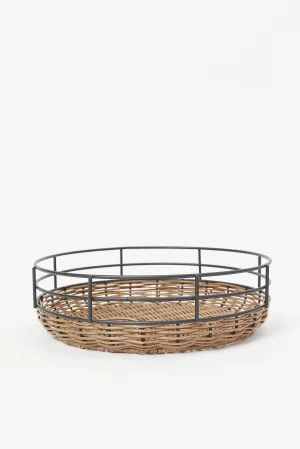 Brown Round Woven Storage Basket