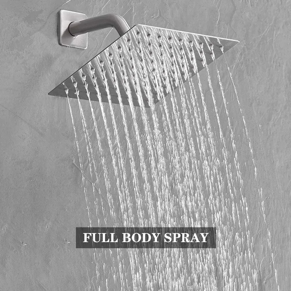 Brushed Nickel Shower System with 8'' Rainfall Shower Head, Handheld Shower head, Bathroom Luxury Rain Mixer Shower Combo Set Wall Mounted Shower Faucet Rough-in Valve and Trim Kit