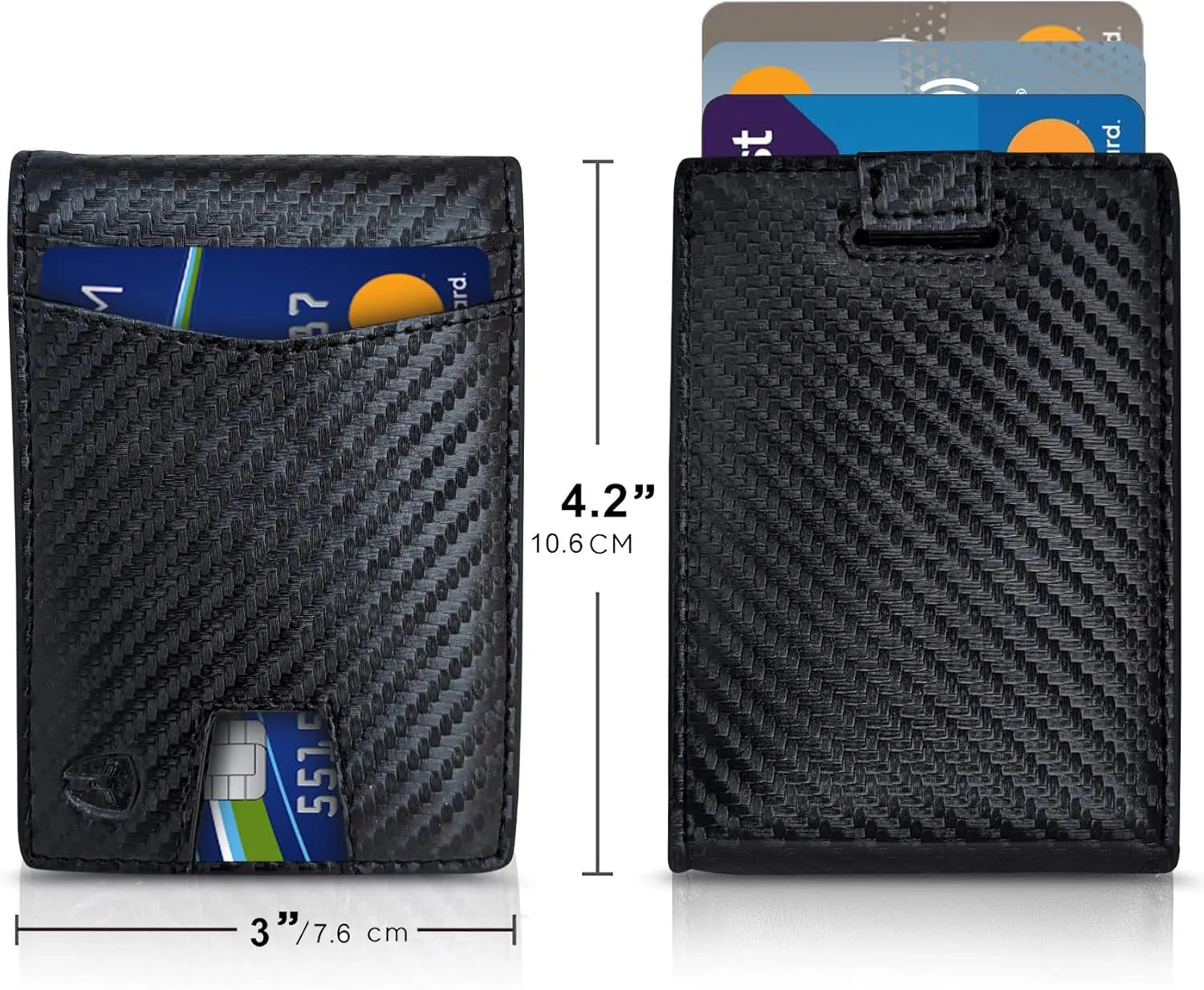 Bryker Hyde Slim Vertical Bifold RFID Blocking Full Grain leather Wallet for Men, Front Pocket, Bill/Receipt pocket and Pull Tab Card Slot (Carbon Fiber Black w/Pull Out Card Pocket)