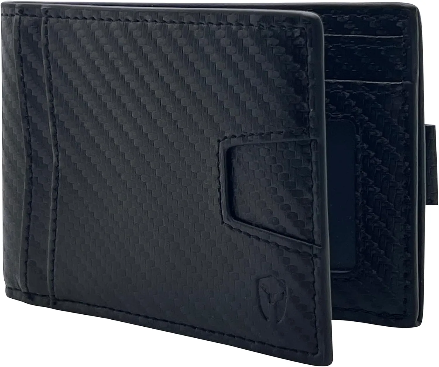 Bryker Hyde Slim Vertical Bifold RFID Blocking Full Grain leather Wallet for Men, Front Pocket, Bill/Receipt pocket and Pull Tab Card Slot (Carbon Fiber Black w/Pull Out Card Pocket)