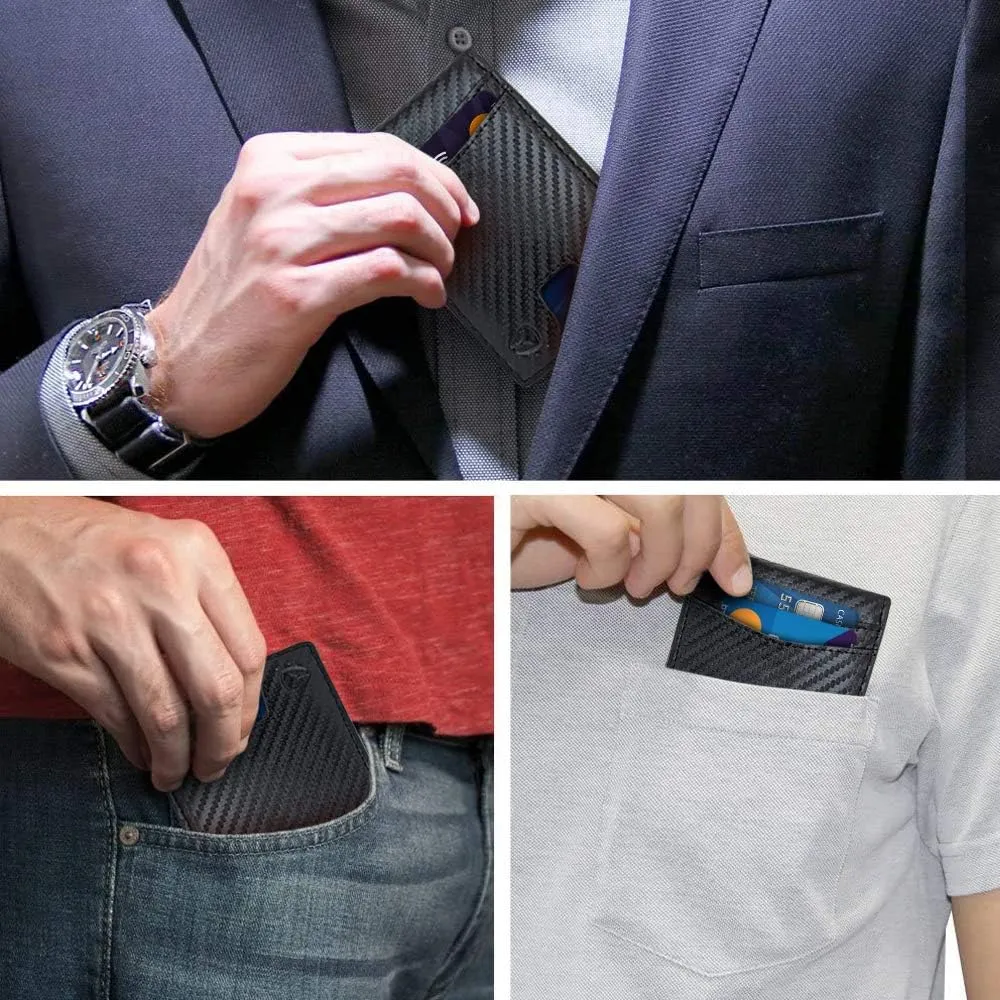 Bryker Hyde Slim Vertical Bifold RFID Blocking Full Grain leather Wallet for Men, Front Pocket, Bill/Receipt pocket and Pull Tab Card Slot (Carbon Fiber Black w/Pull Out Card Pocket)