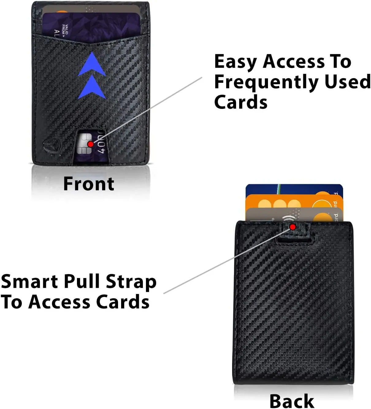 Bryker Hyde Slim Vertical Bifold RFID Blocking Full Grain leather Wallet for Men, Front Pocket, Bill/Receipt pocket and Pull Tab Card Slot (Carbon Fiber Black w/Pull Out Card Pocket)