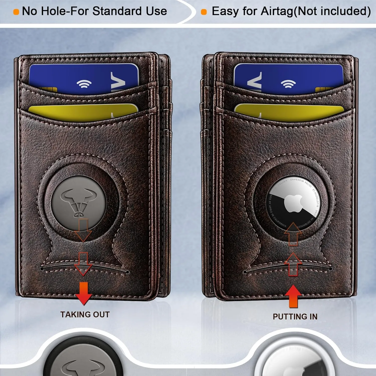 BULLIANT Men Airtag Wallet,Slim Wallet Money Clip Card Holder Magnetic Closure 12 Cards in Front Pocket RFID Blocking