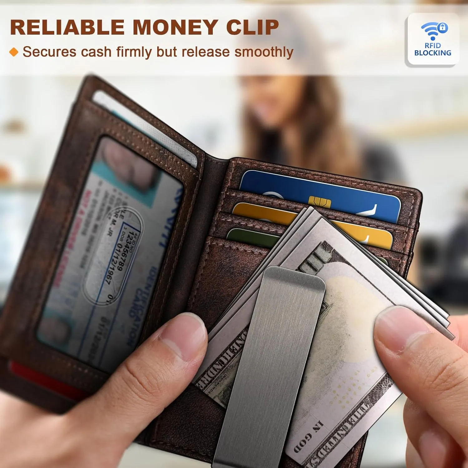 BULLIANT Men Airtag Wallet,Slim Wallet Money Clip Card Holder Magnetic Closure 12 Cards in Front Pocket RFID Blocking