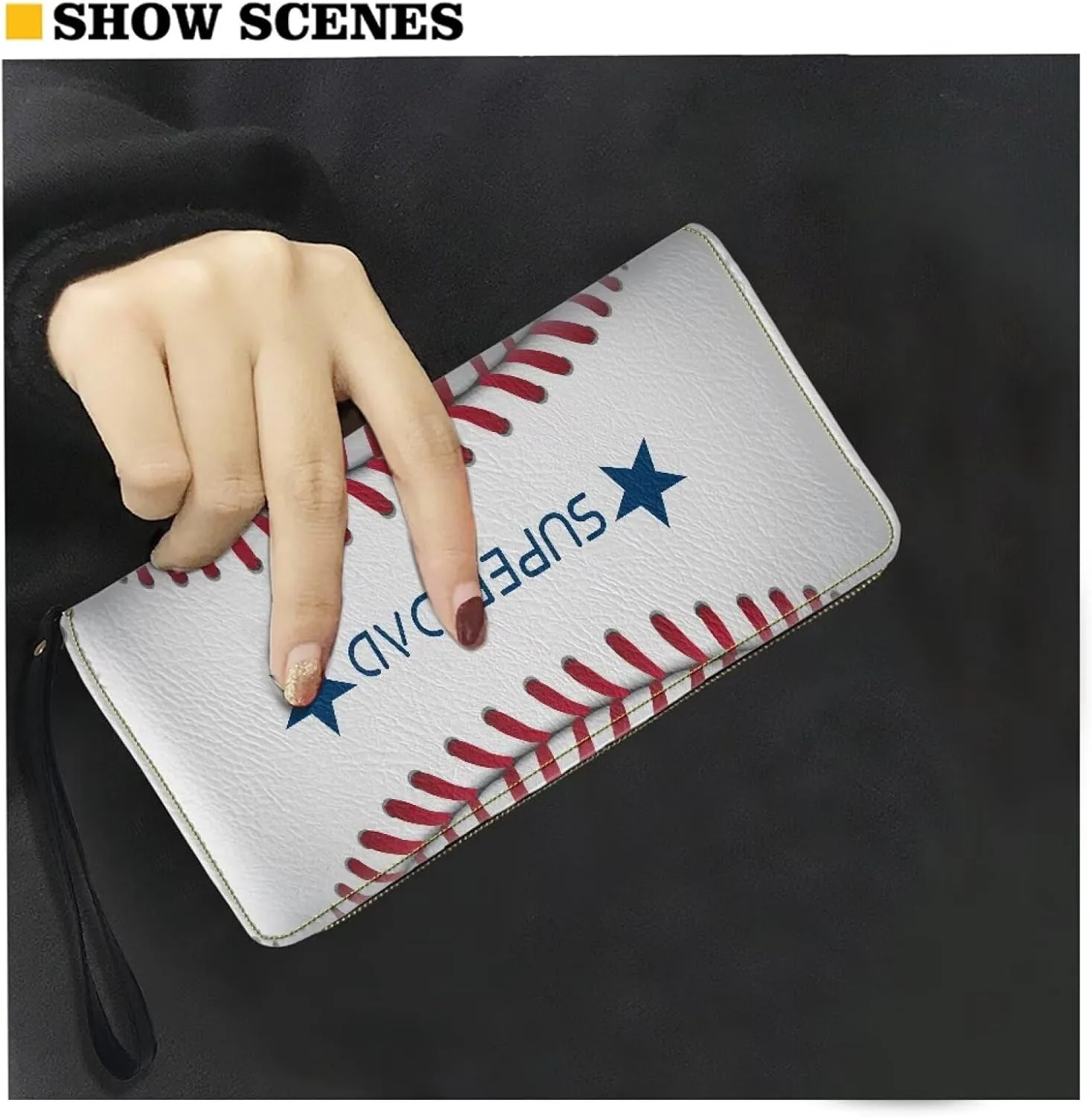 Bulopur Baseball Wristlet Wallet for Men PU Leather Supper Dad Gifts for Father Slim Long Purse with Zipper Large Capacity Coin Cash Holder Clutch Purse Gifts for Father's Day