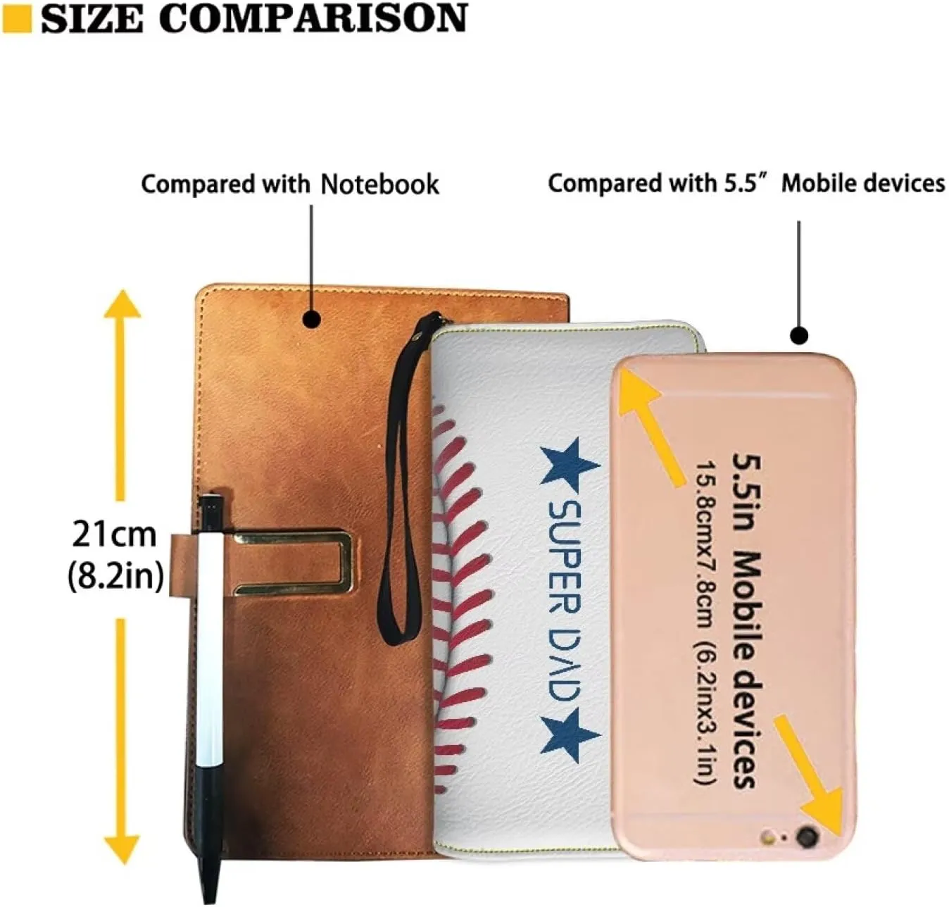 Bulopur Baseball Wristlet Wallet for Men PU Leather Supper Dad Gifts for Father Slim Long Purse with Zipper Large Capacity Coin Cash Holder Clutch Purse Gifts for Father's Day