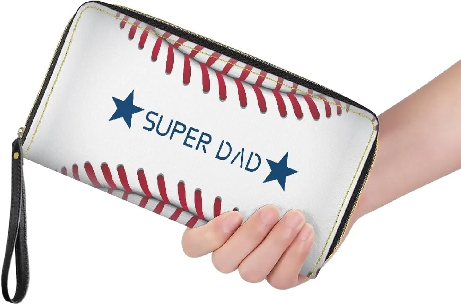 Bulopur Baseball Wristlet Wallet for Men PU Leather Supper Dad Gifts for Father Slim Long Purse with Zipper Large Capacity Coin Cash Holder Clutch Purse Gifts for Father's Day