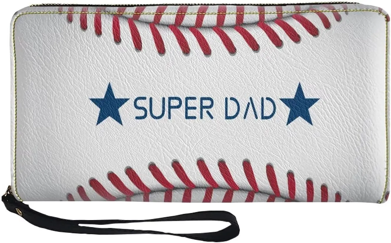 Bulopur Baseball Wristlet Wallet for Men PU Leather Supper Dad Gifts for Father Slim Long Purse with Zipper Large Capacity Coin Cash Holder Clutch Purse Gifts for Father's Day