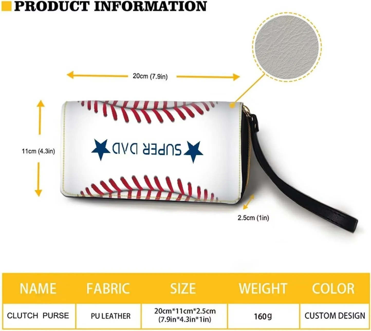 Bulopur Baseball Wristlet Wallet for Men PU Leather Supper Dad Gifts for Father Slim Long Purse with Zipper Large Capacity Coin Cash Holder Clutch Purse Gifts for Father's Day