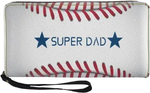Bulopur Baseball Wristlet Wallet for Men PU Leather Supper Dad Gifts for Father Slim Long Purse with Zipper Large Capacity Coin Cash Holder Clutch Purse Gifts for Father's Day