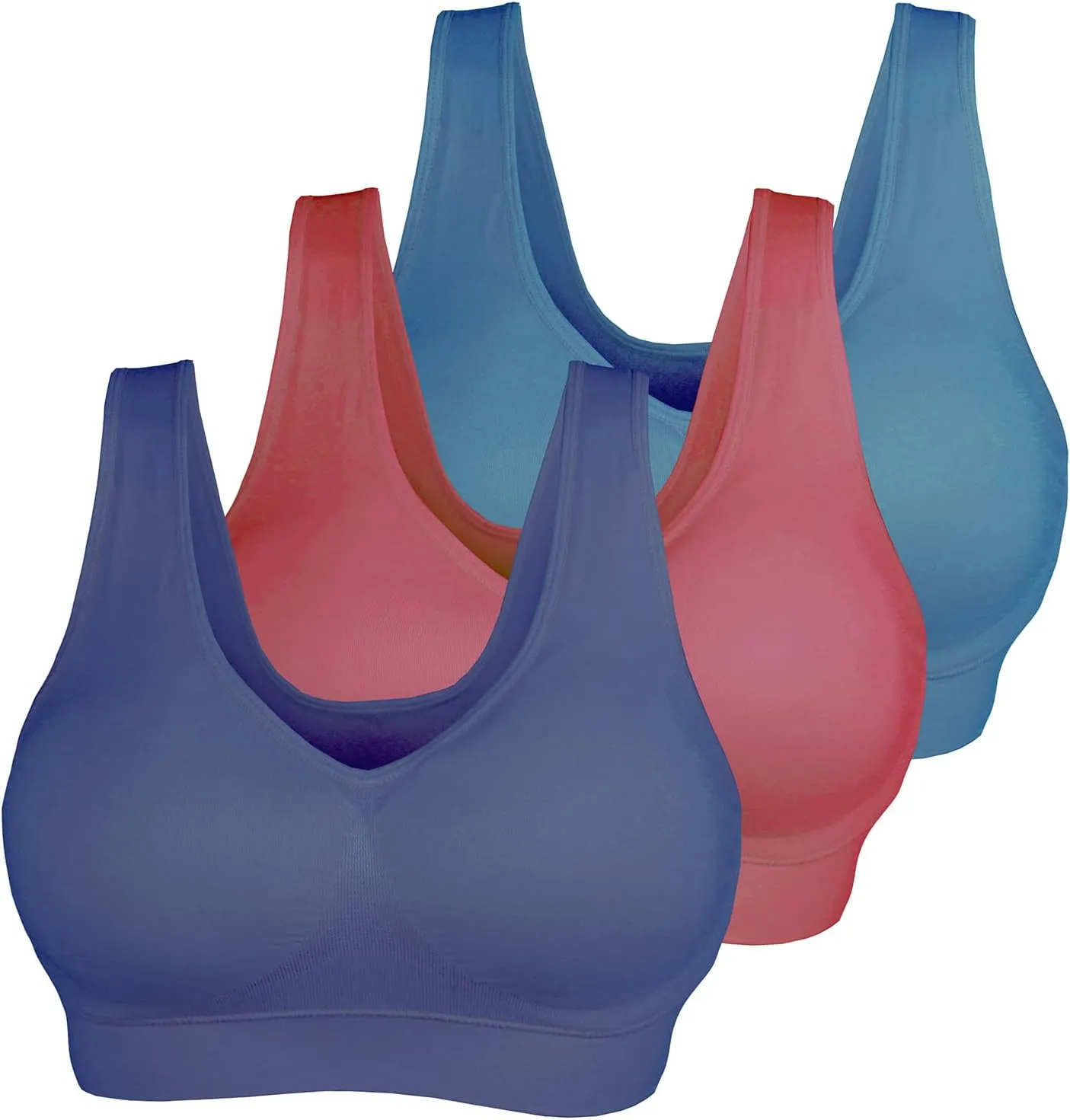 Cabales Women's Seamless Bras for Yoga Fitness Running Workout Low Impact Sports Bras with Removable Pads