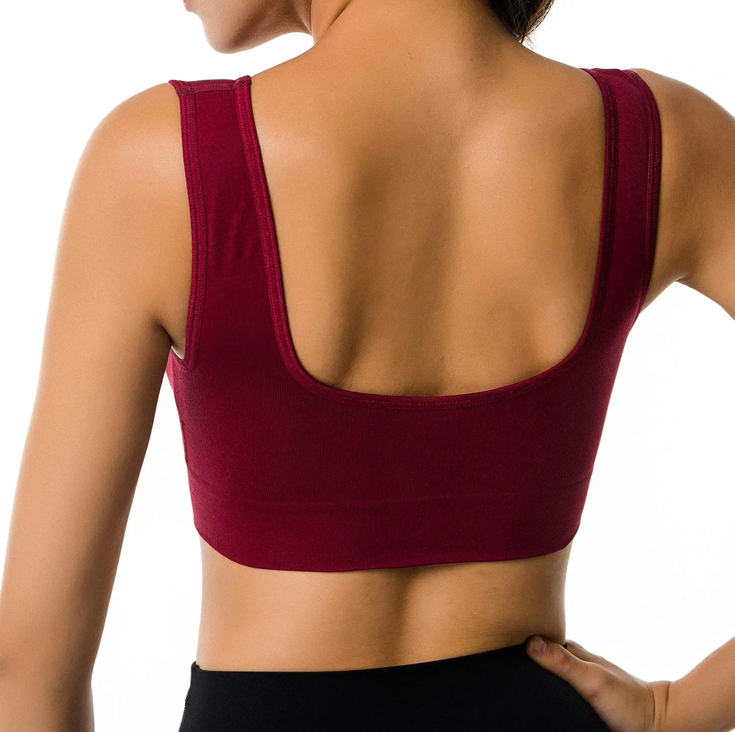 Cabales Women's Seamless Bras for Yoga Fitness Running Workout Low Impact Sports Bras with Removable Pads