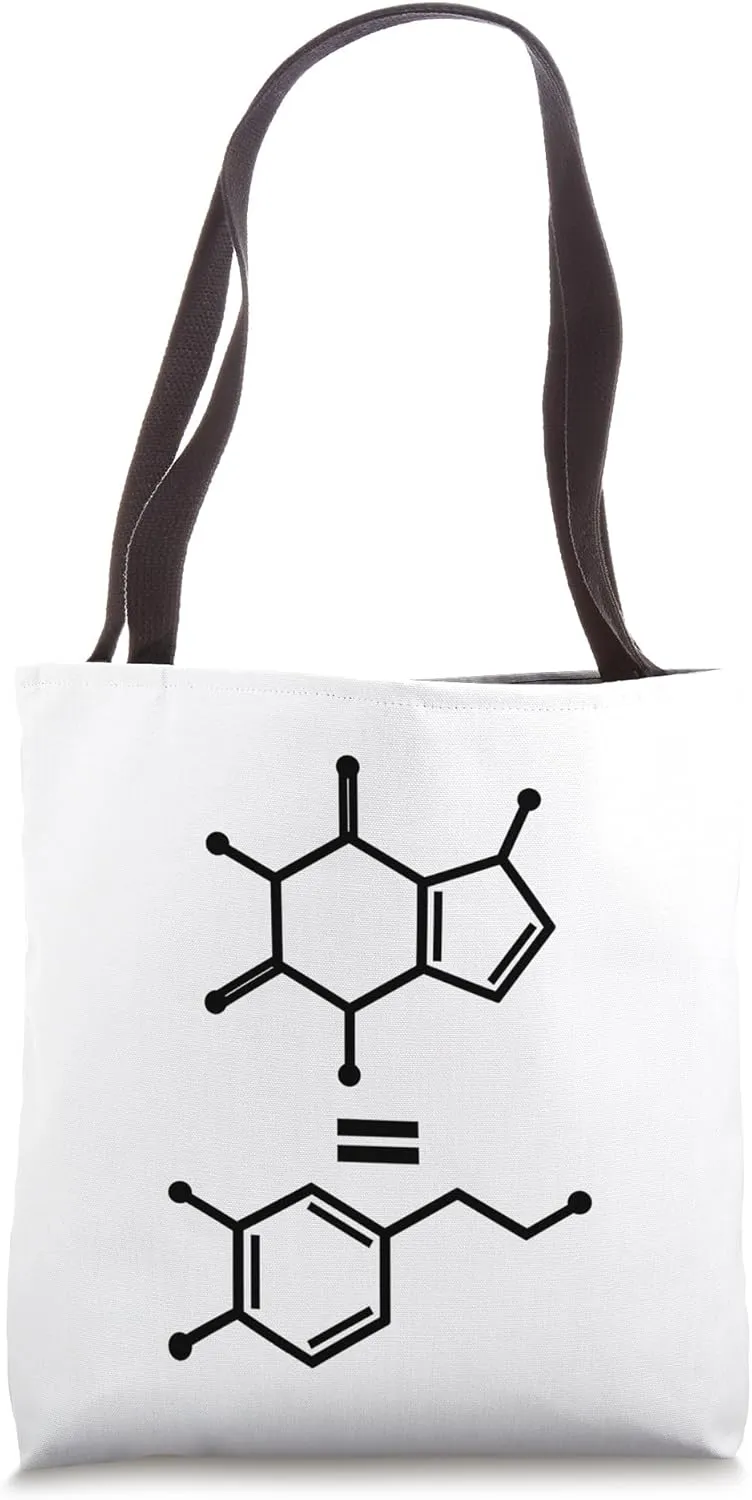 Caffeine Equals Happiness Dopamine Molecule Science Chemist Tote Bag