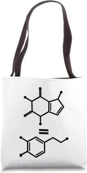 Caffeine Equals Happiness Dopamine Molecule Science Chemist Tote Bag
