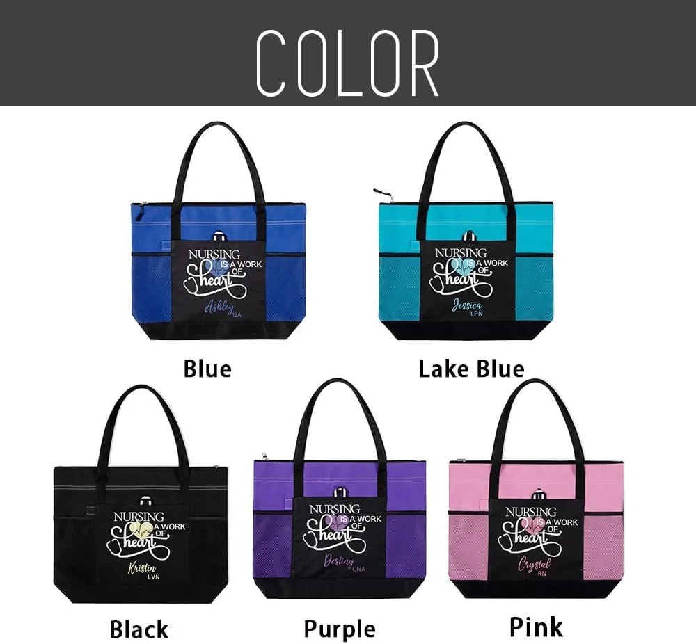 callie Personalized Name Tote Bag for Women, Custom Large Canvas Zipper Handbag