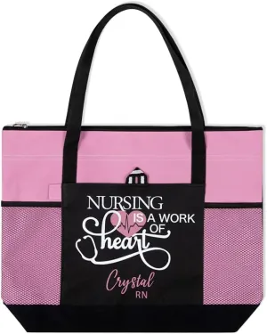 callie Personalized Name Tote Bag for Women, Custom Large Canvas Zipper Handbag