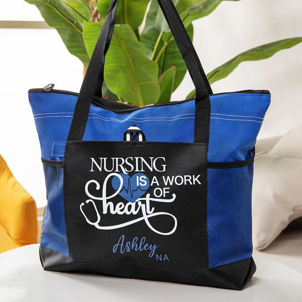 callie Personalized Name Tote Bag for Women, Custom Large Canvas Zipper Handbag