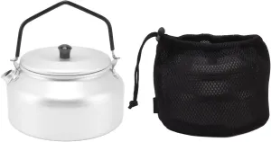 Camping Kettle, Aluminum Alloy Portable Camp Tea Pot Coffee Pot with Silicon Handle for Bushcraft and Outdoor Campfire Use