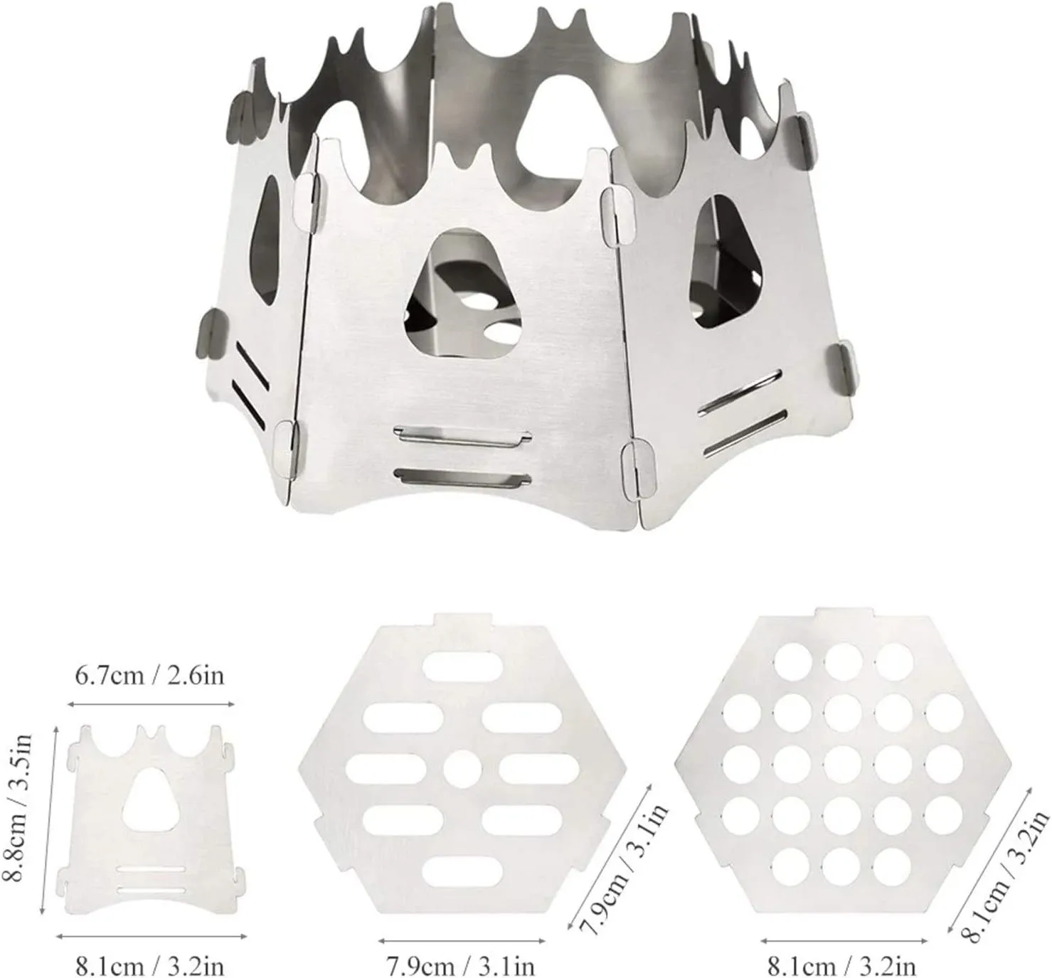 Camping Stove Camping Wood Stove Portable Folding Wood Burning Backpacking Stove (Color : Silver, Size : One Size) (Silver One Size)