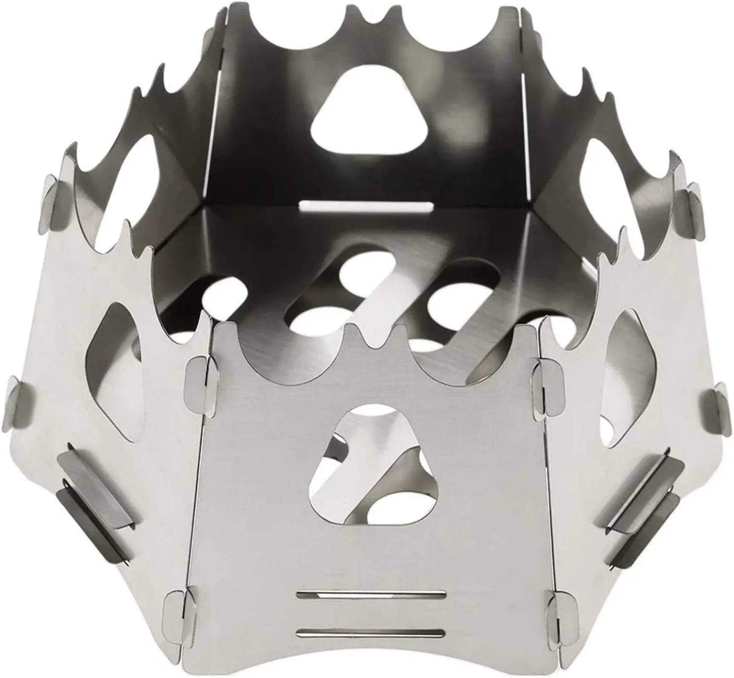 Camping Stove Camping Wood Stove Portable Folding Wood Burning Backpacking Stove (Color : Silver, Size : One Size) (Silver One Size)