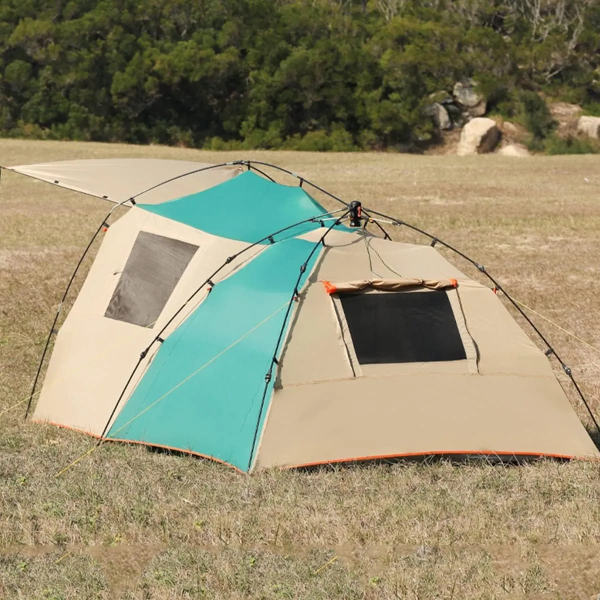 Camping Tent Tents for Family 3-4 Person,Entrance Hall Living Room Bedroom,Pop Up Tent Waterproof Canopy Tent，with Storage Bag Accessories (Color : Khaki Green)