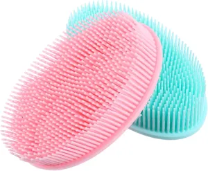 CANIGHT 2pcs Silicone Massage Scrub Brush for Body Gentle Exfoliating Tool for Deep Cleansing and Scalp Massage Easy to Use Shower Accessory Case
