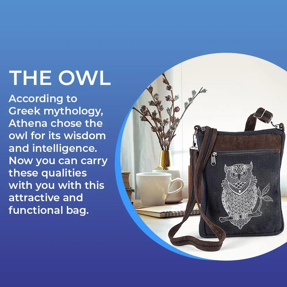 Canvas Crossbody Bag, Hippie Purse Handbag For Women, Top Zip Closure & Pockets, Adjustable and Removable Strap, 9 ½”W x 12”H