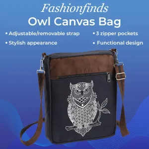 Canvas Crossbody Bag, Hippie Purse Handbag For Women, Top Zip Closure & Pockets, Adjustable and Removable Strap, 9 ½”W x 12”H