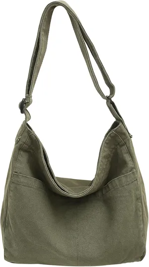 Canvas Tote Bag Large Crossbody Hobo Bag for Women and Men Messenger Bags Shoulder Handbag Casual Purse Travel Work