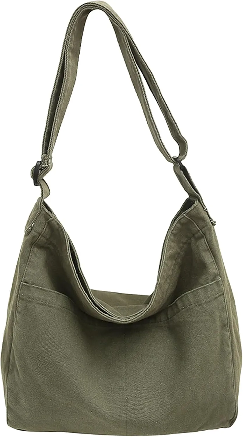 Canvas Tote Bag Large Crossbody Hobo Bag for Women and Men Messenger Bags Shoulder Handbag Casual Purse Travel Work