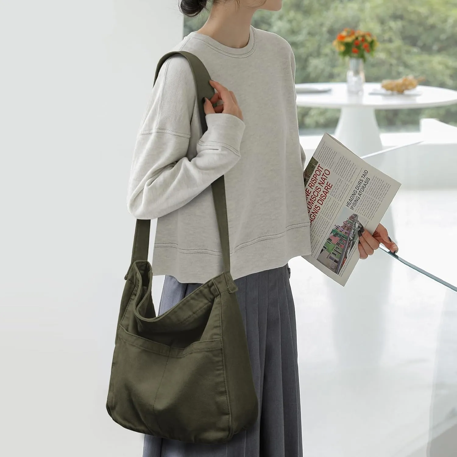 Canvas Tote Bag Large Crossbody Hobo Bag for Women and Men Messenger Bags Shoulder Handbag Casual Purse Travel Work