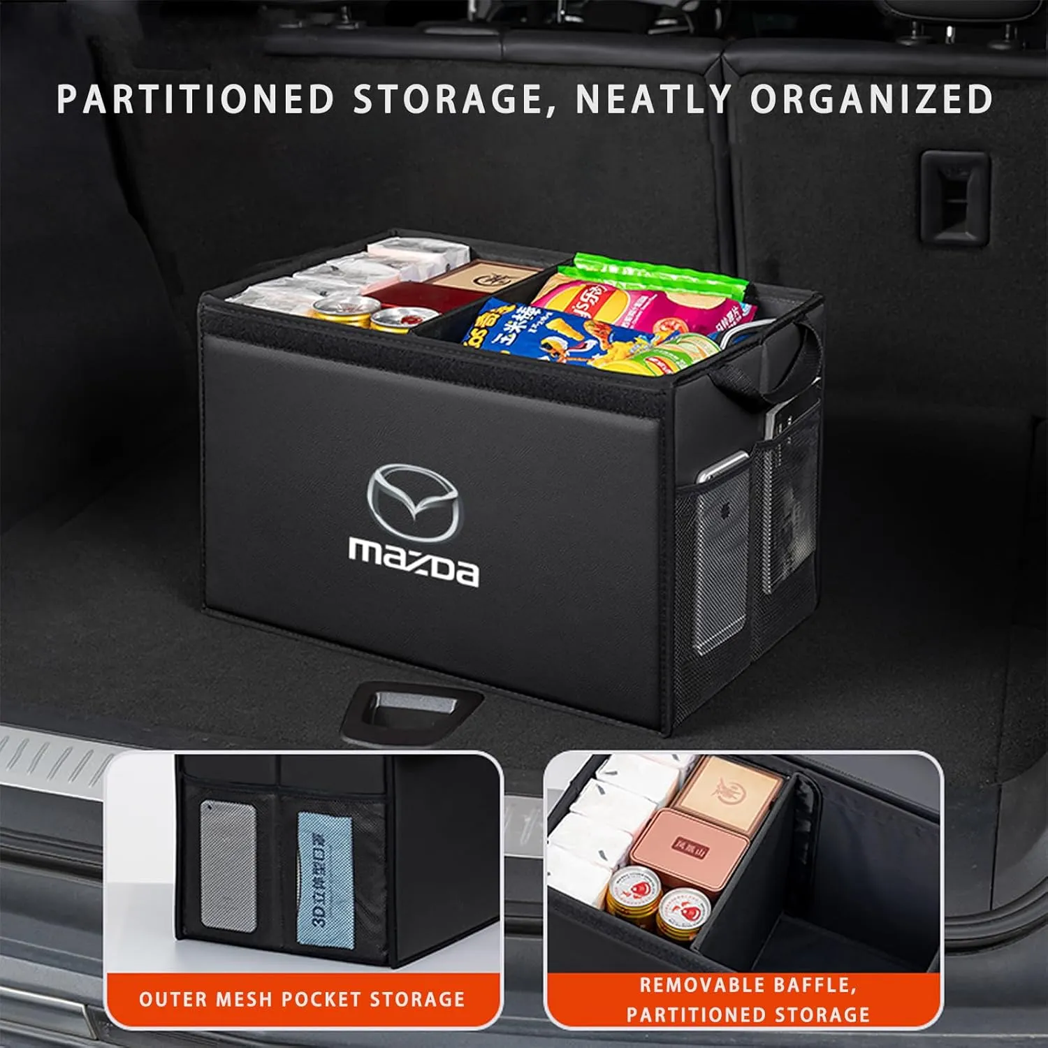 Car Trunk Organizer for Mazda 6 Wagon GJ Facelift 2015-2016 Thickened Car Boot Tidy Storage Box Tailor-made Lidded Storage Bins for Home Car Outdoor Camping Travel,B