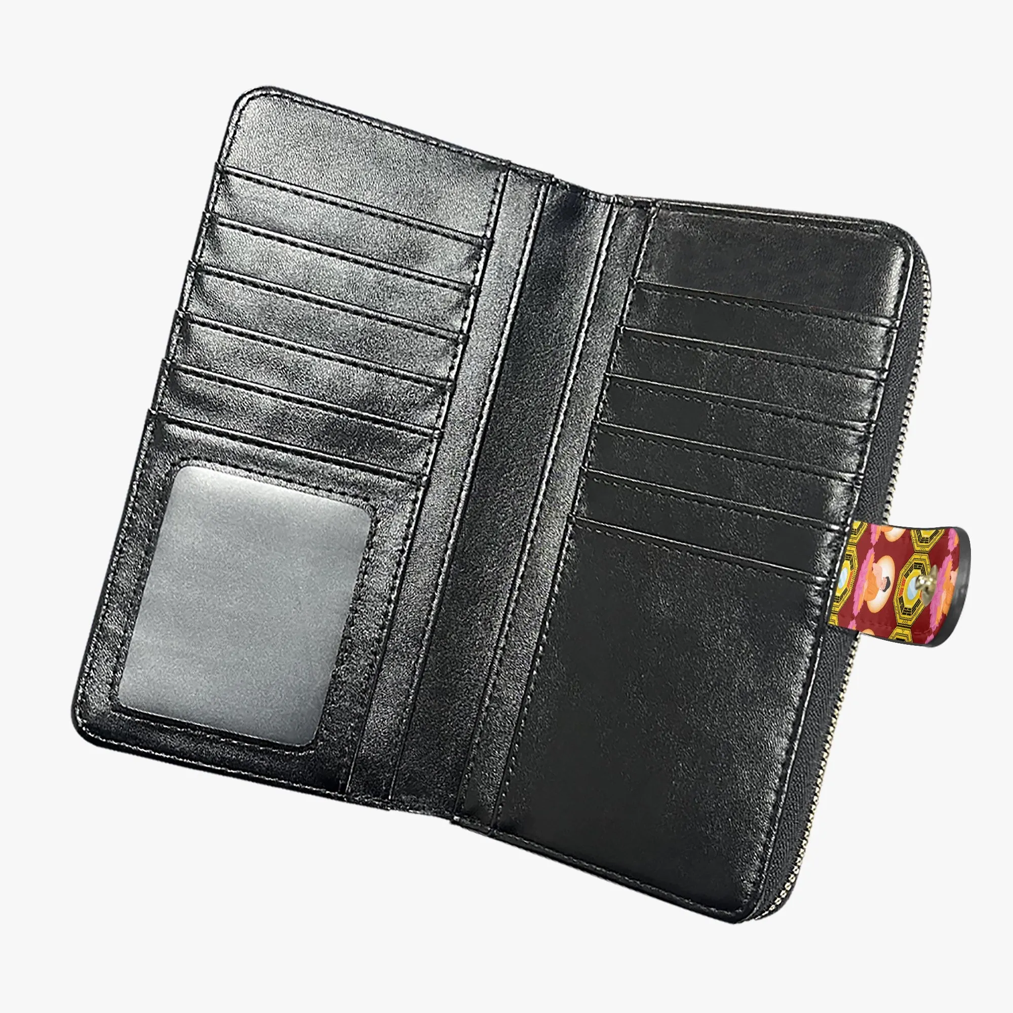 Carmine Red Fengshui Buddha & Bagua Long Flap Wallet