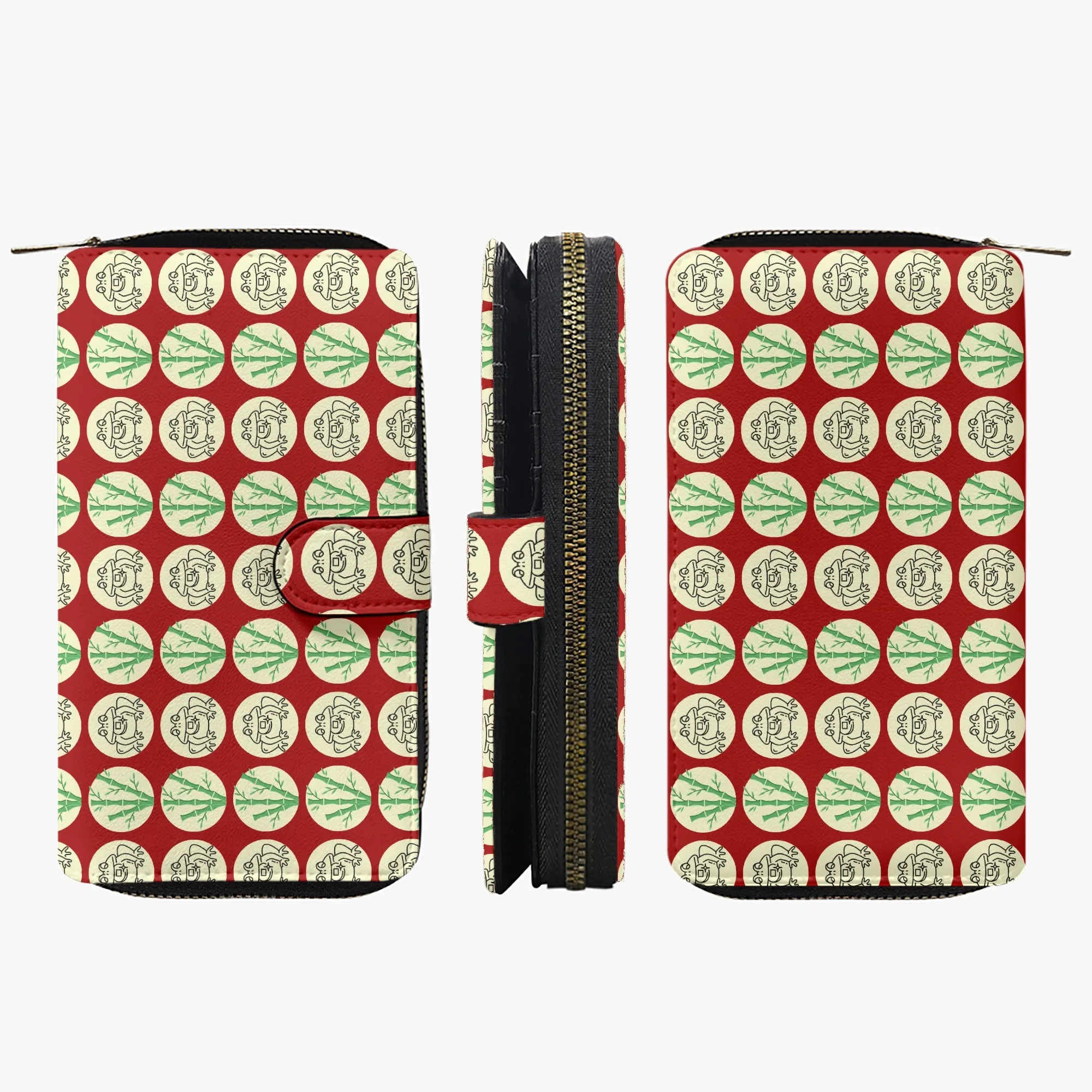 Carmine Red Fengshui Money Frog Long Flap Wallet