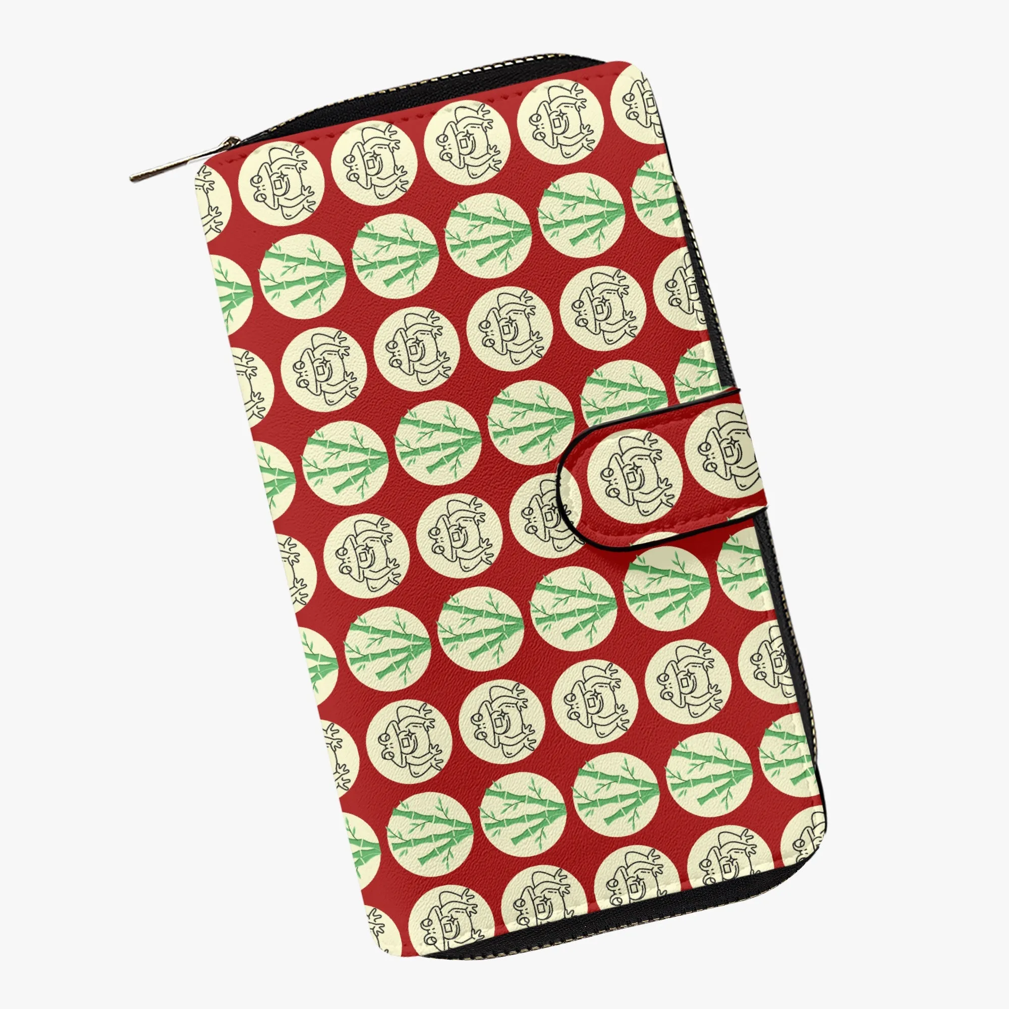 Carmine Red Fengshui Money Frog Long Flap Wallet