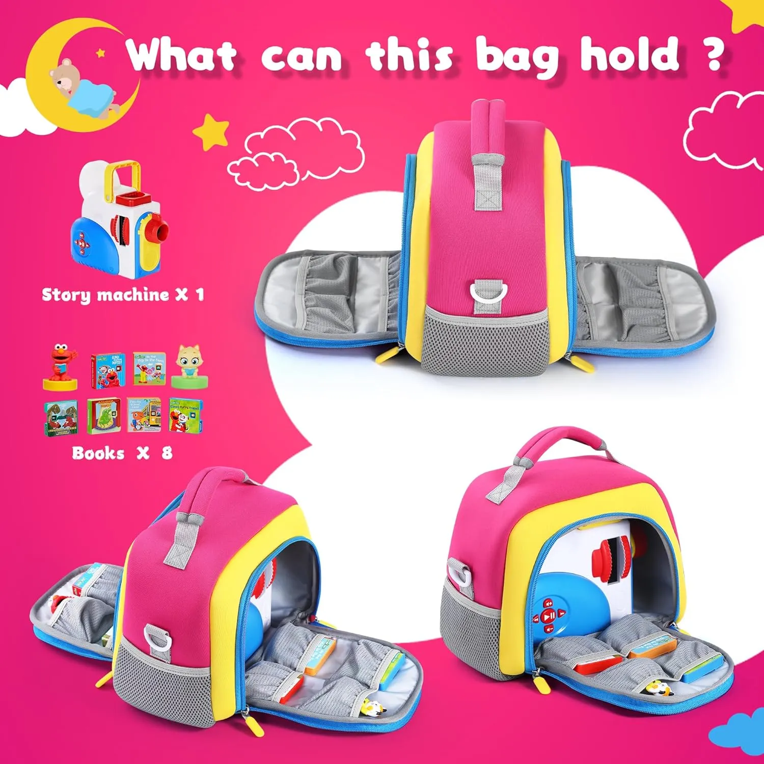 Carrying Bag Compatible with Little Tikes Story Machine Books Starter Set, Kids Toys Storage Case with Handle and Shoulder Strap for Little Tikes, Bag for Storybook Audio Play Character
