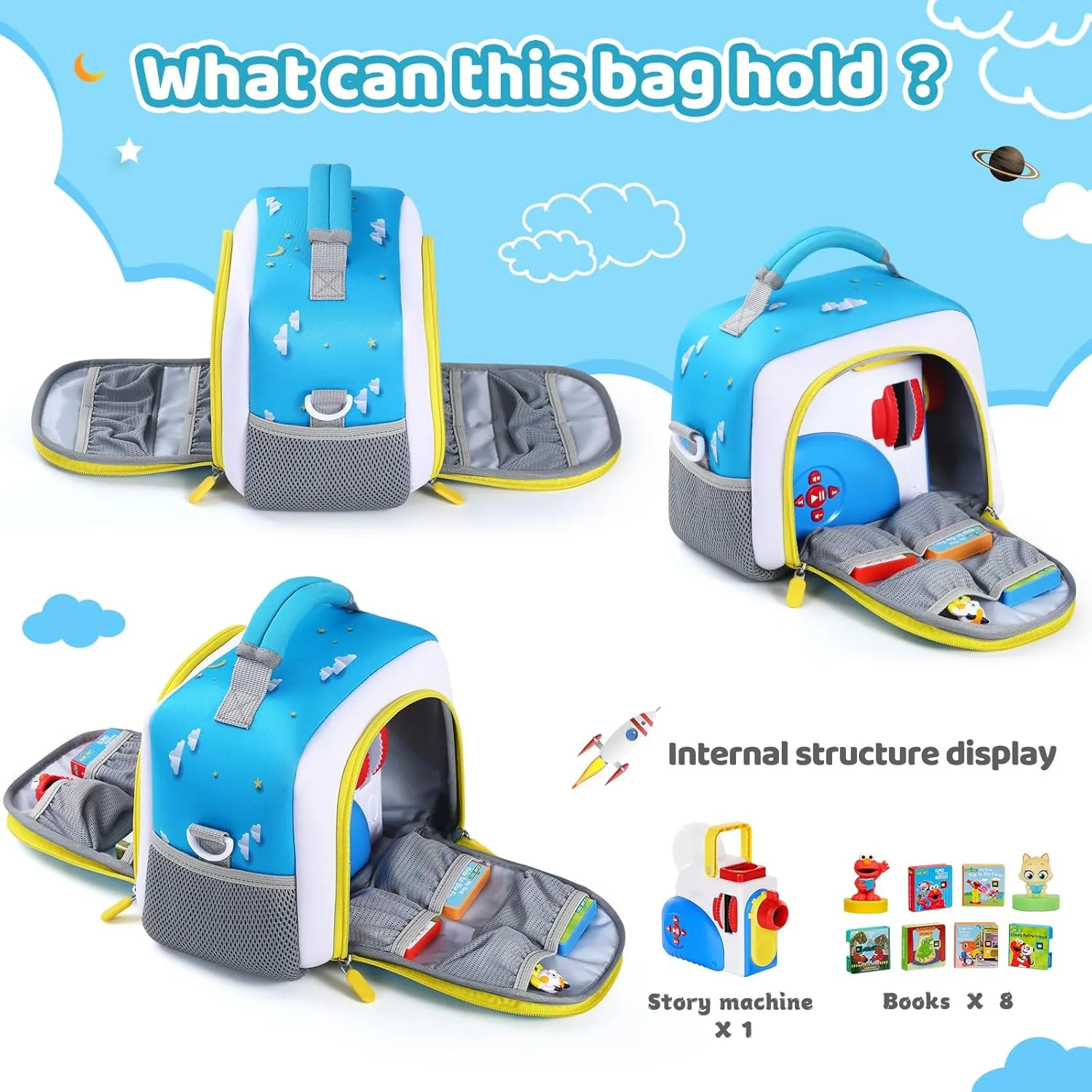 Carrying Bag Compatible with Little Tikes Story Machine Books Starter Set, Kids Toys Storage Case with Handle and Shoulder Strap for Little Tikes, Bag for Storybook Audio Play Character