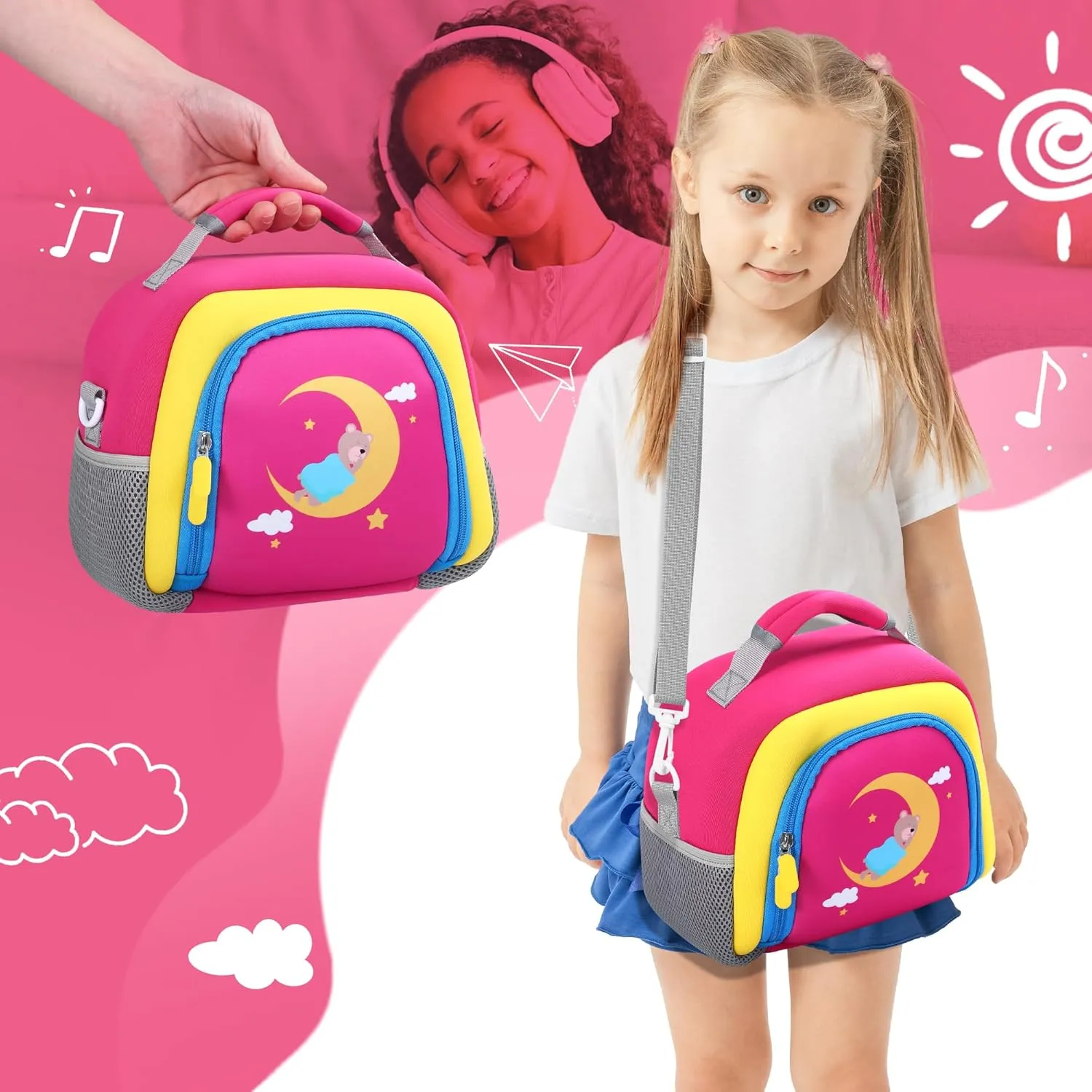 Carrying Bag Compatible with Toniebox Starter Set and Tonies Figurines, Kids Toys Storage Case with Handle and Shoulder Strap for Tonies Box, Detachable Bag for Toniebox Accessories