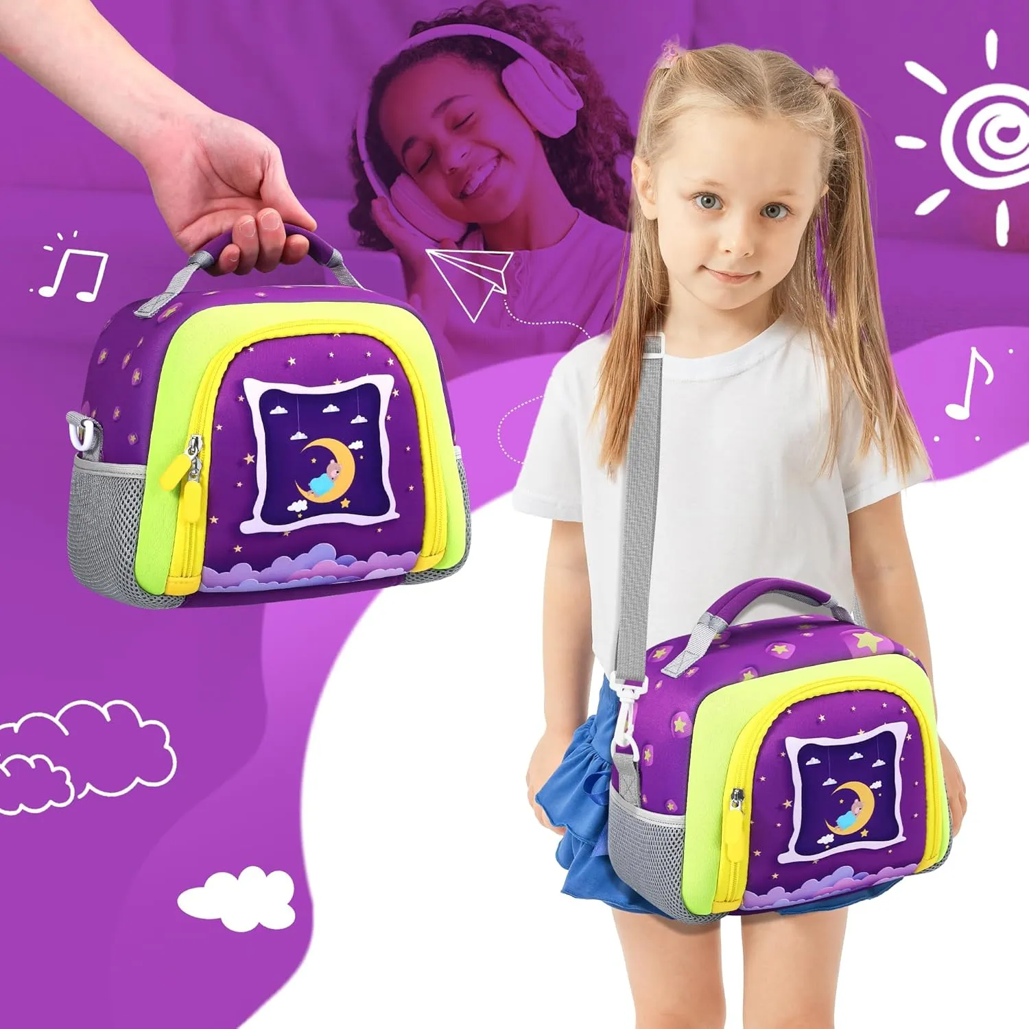 Carrying Bag Compatible with Toniebox Starter Set and Tonies Figurines, Kids Toys Storage Case with Handle and Shoulder Strap for Tonies Box, Detachable Bag for Toniebox Accessories